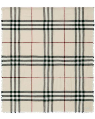 Burberry Raw-cut checked wool scarf - Natur