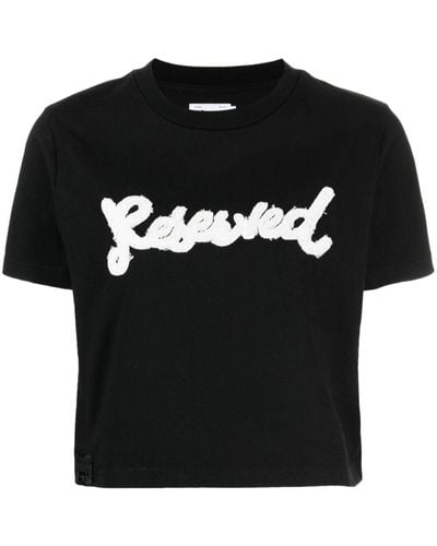 Izzue Slogan-embroidered Cotton T-shirt - Black