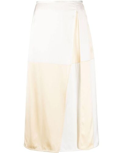 Jil Sander Colour-block Silk Midi Skirt - White