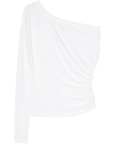 Norma Kamali Ruched-detail One-sleeve Top - White