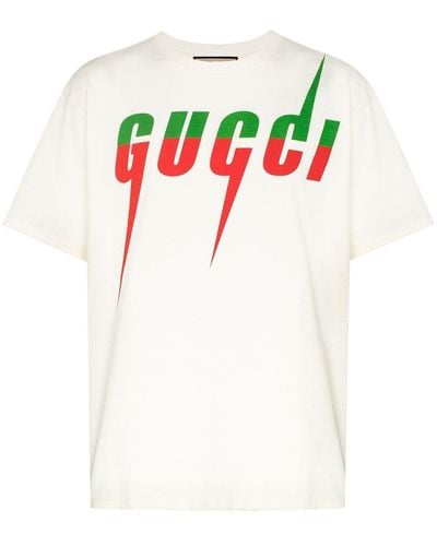 Gucci T-shirt Met Blade Print - Naturel