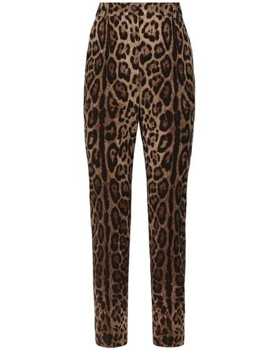 Dolce & Gabbana Pantalones con estampado de leopardo - Marrón