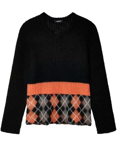 Undercover Geometric-pattern Crew-neck Sweater - Black