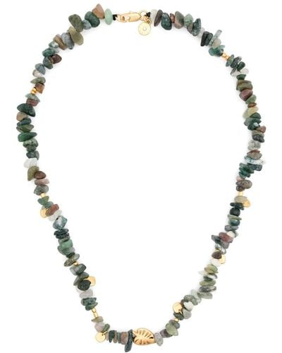 Bimba Y Lola Leaf-bead Stone Necklace - Metallic