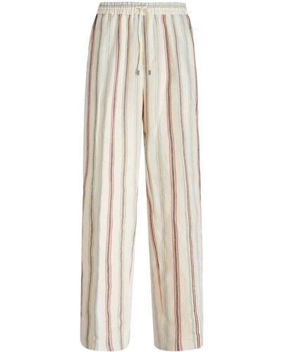 Etro Striped Linen Trousers - White