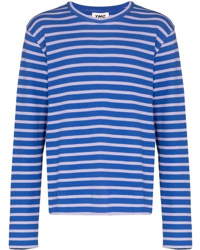 YMC Gestreepte Sweater - Blauw