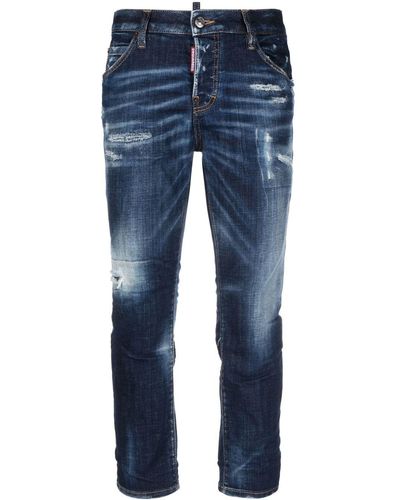 DSquared² Vaqueros capri con efecto envejecido - Azul