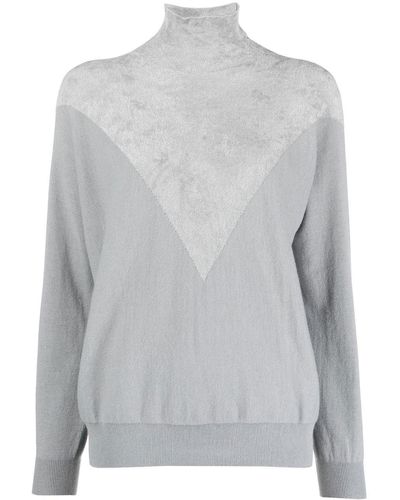 Emporio Armani Two-tone Knitted Sweater - Gray