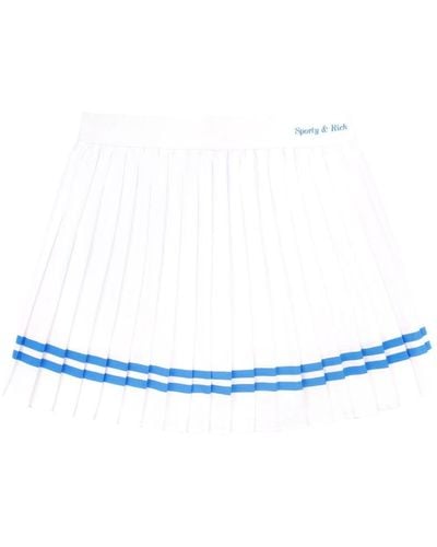 Sporty & Rich Classic Logo-print Pleated Skirt - Blue