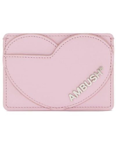 Ambush Heart Leather Cardholder - Pink
