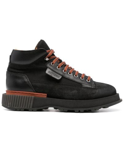 Buttero Logo-debossed Leather Boots - Black