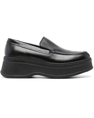 Calvin Klein Round-toe Leather Loafers - Black