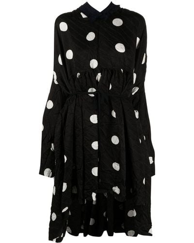 Balenciaga Crinkled Polka-dot Midi Dress - Black