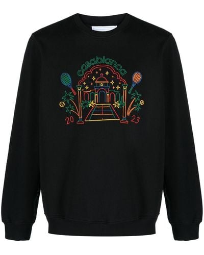 Casablancabrand Rainbow Crayon Temple Organic-cotton Sweatshirt - Black