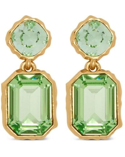 Oscar de la Renta Classic Crystal-embellished Drop Earrings - Green
