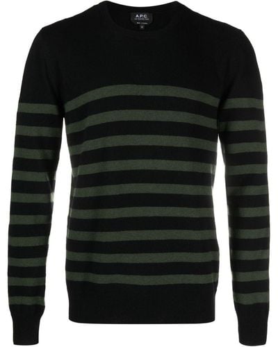 A.P.C. Striped Wool Sweater - Black