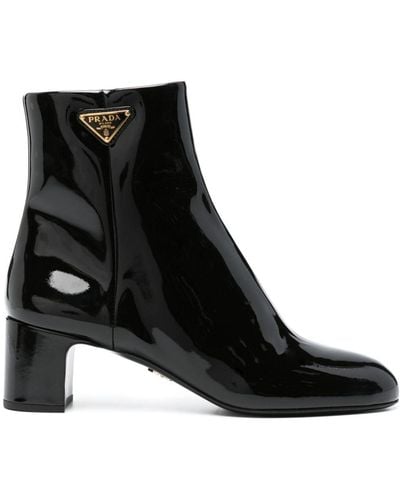 Prada Patent Leather Ankle Boots - Black