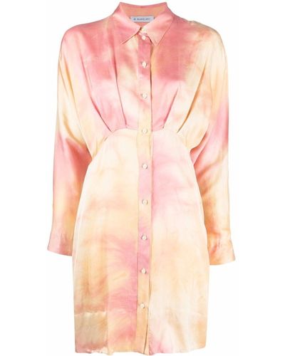 Manuel Ritz Robe-chemise cintrée à imprimé tie dye - Rose