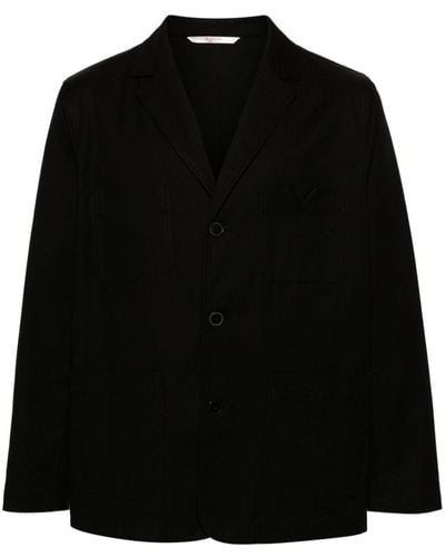 Valentino Garavani V-detail Canvas Shirt Jacket - Black