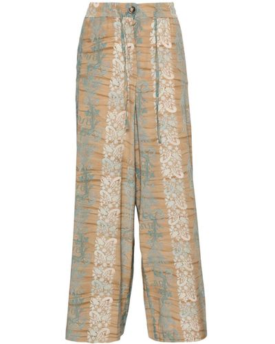 Pierre Louis Mascia Adanastr Floral-print Straight Trousers - Natural