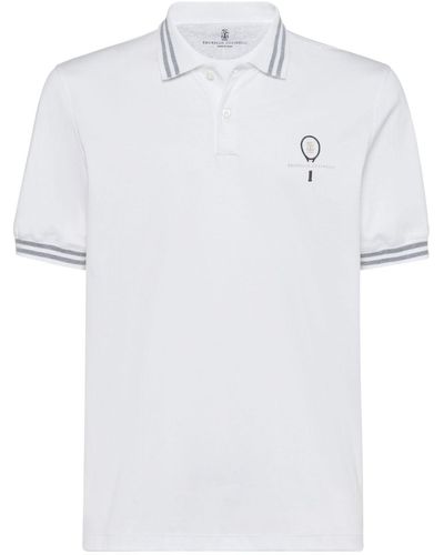 Brunello Cucinelli Poloshirt mit Logo-Stickerei - Weiß