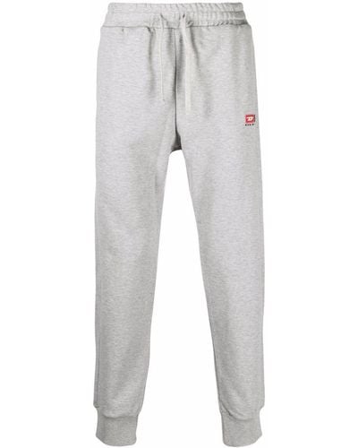 DIESEL Pantalones joggers ajustados con logo bordado - Gris