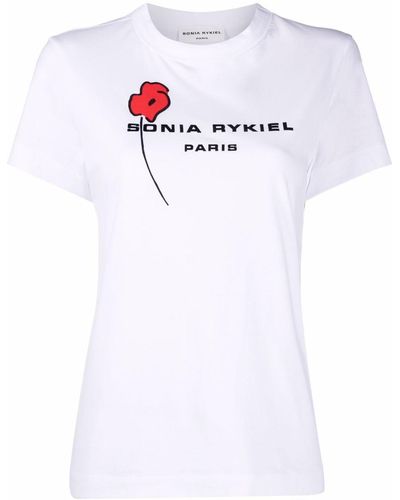 Sonia Rykiel T-Shirt mit Mohn-Print - Weiß