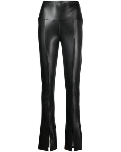 Norma Kamali Pantalon en cuir artificiel à coupe skinny - Noir