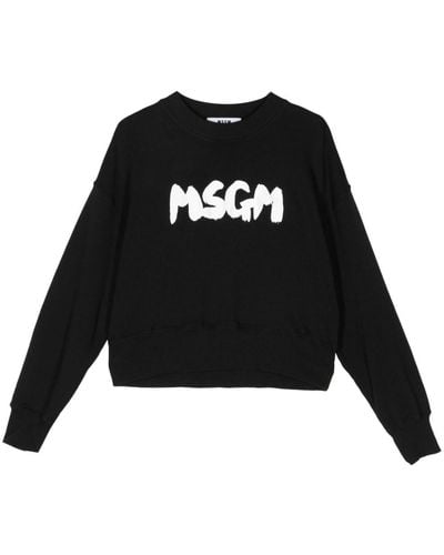 MSGM Logo-print Cotton Jumper - Black