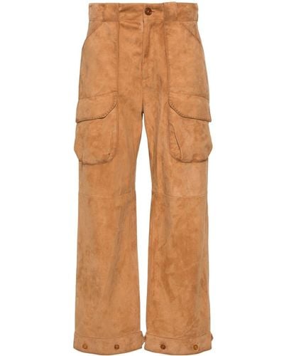 Ermanno Scervino Suede straight trousers - Marrón