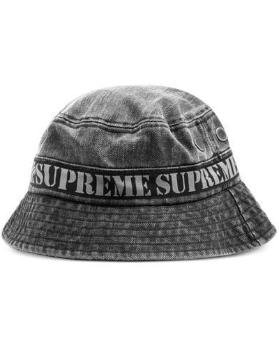 Supreme Stencil Logo Webbing Bucket Hat - Gray