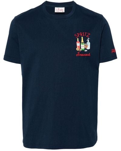Mc2 Saint Barth Katoenen T-shirt Met Print - Blauw