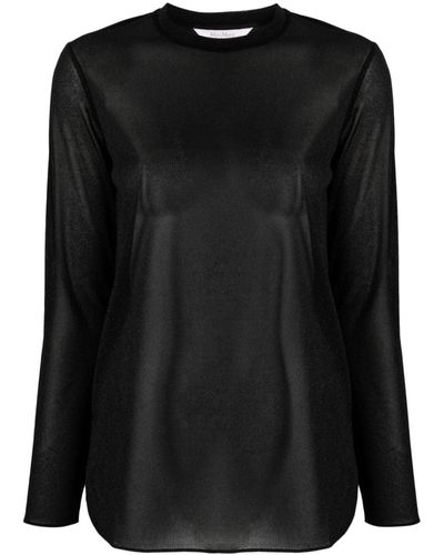 Max Mara Long-sleeve Lurex T-shirt - Black