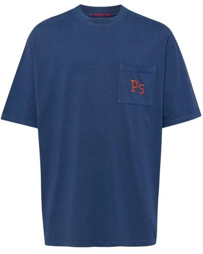 President's T-shirt Met Geborduurd Logo - Blauw