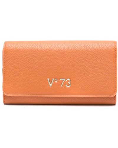 V73 Logo-plaque Grained-textured Wallet - Orange