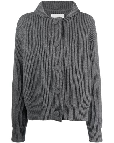 Jil Sander Long-sleeved Ribbed-knit Wool Cardigan - Gray