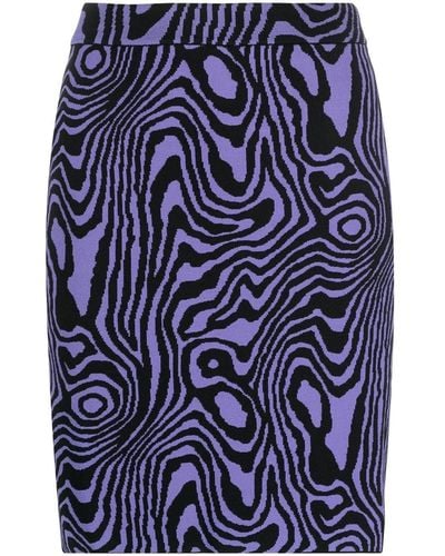 Moschino Graphic-pattern Knitted Mini Skirt - Blue