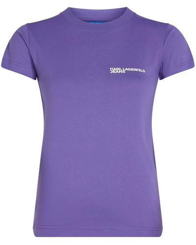 Karl Lagerfeld Logo-print Organic-cotton T-shirt - Purple
