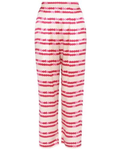 Eres Roméo Heart-print Silk Pyjama Trousers - Red