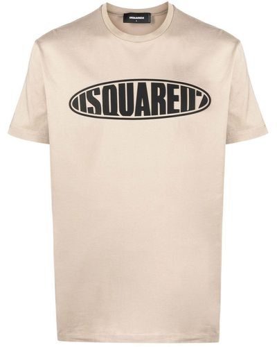 DSquared² Logo-print Short-sleeve T-shirt - Natural