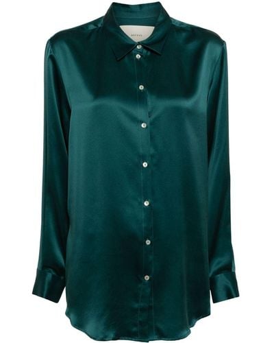 Asceno Long-sleeve Silk Shirt - グリーン