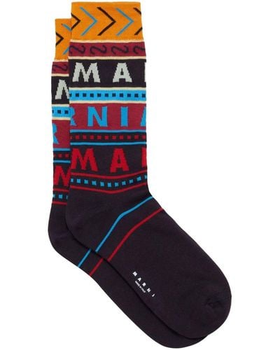 Marni Logo-intarsia Socks - Blue