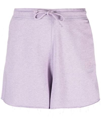 Ganni Drawstring-waist Organic-cotton Shorts - Purple