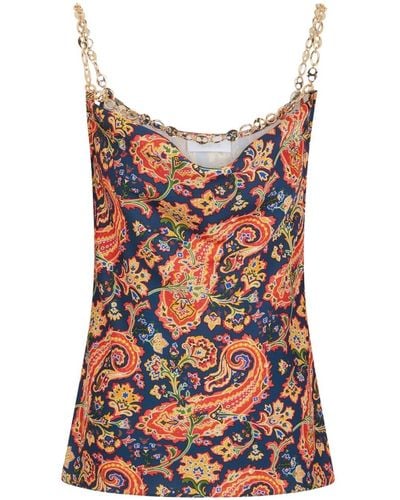 Rabanne Paisley-print Chain-detail Tank Top - Red