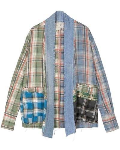 Greg Lauren Plaid-check Cotton Jacket - Blue