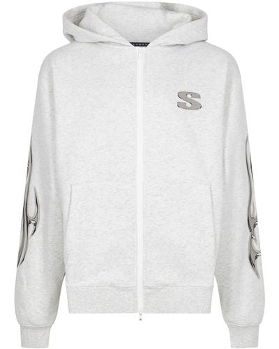 Stampd Chrome Flame Zip-up Hoodie - White