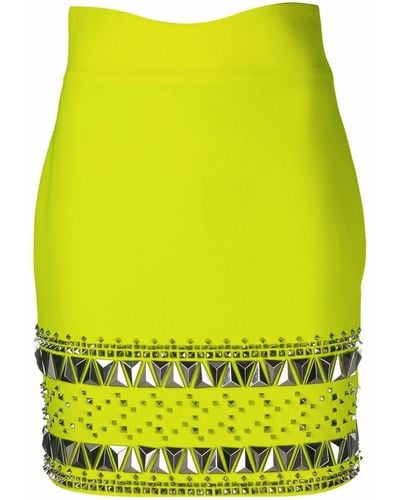 Philipp Plein Cady Studded Mini Skirt - Yellow
