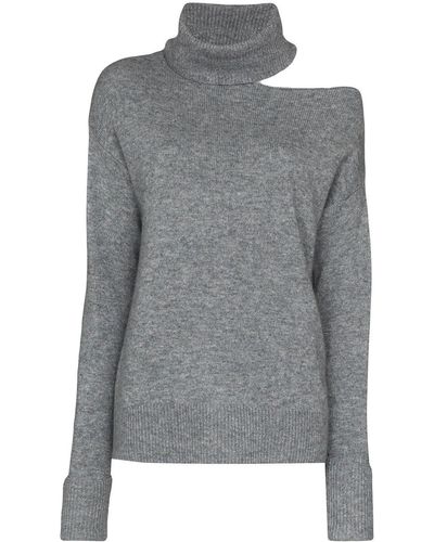 PAIGE Raundi Cut-out Wool-blend Sweater - Grey