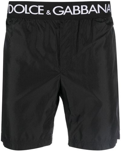 Dolce & Gabbana Logo-waistband Swim Shorts - Black