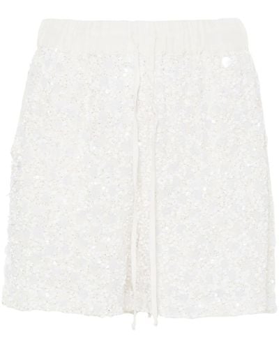 P.A.R.O.S.H. Galassia Sequin-embellished Shorts - White